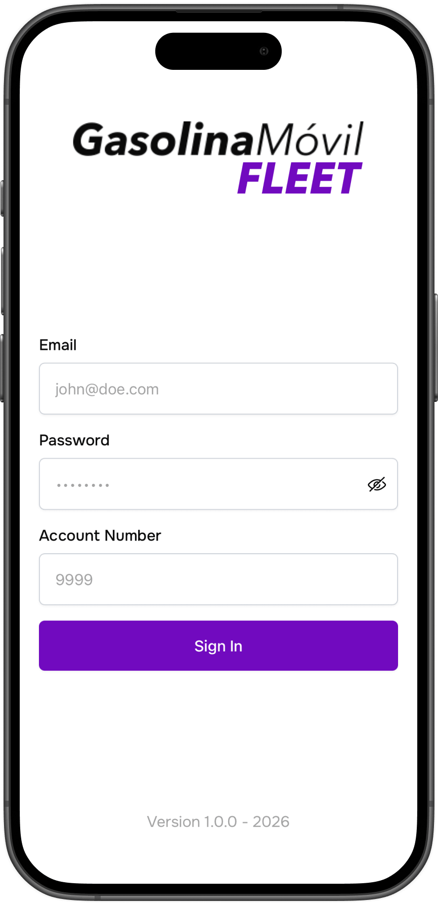Gasolina Móvil Fleet Login